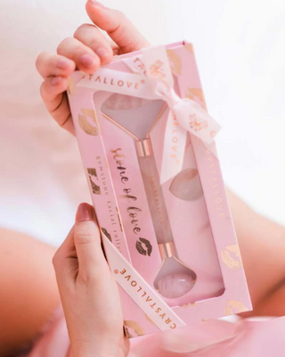 Ροζ χαλαζία αγάπη πέτρα μασάζ προσώπου Selflove σετ Crystallove - 2