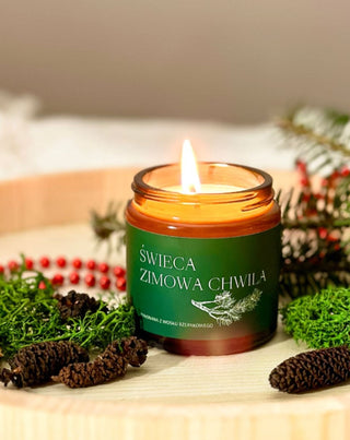 Vegan κερί από ελαιοκράμβη Χειμερινή στιγμή με άρωμα πεύκου, κέδρου και κεχριμπαριού 120 ml MgLife - 3