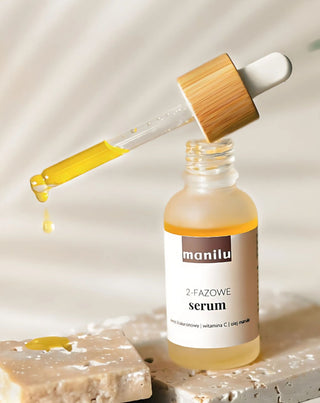 Ορός νύχτας δύο φάσεων για ξηρό δέρμα με υαλουρονικό οξύ και βιταμίνη C Manilu - 2