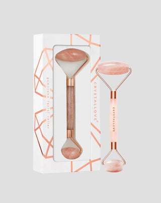 Μασάζ προσώπου με ροζ χαλαζία Rose quartz roller - λίθος της αγάπης Crystallove - 1