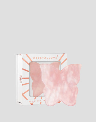 Πλάκα Motylek για μασάζ προσώπου gua sha από ροζ χαλαζία Crystallove - 1