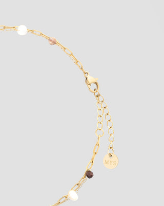 Βραχιόλι αστραγάλου από ανοξείδωτο ατσάλι επιχρυσωμένο με αχάτη, μαϊφάν, ίασπη και αβεντουρίνη Mys_2 - 3