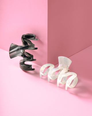 Σετ από μεγάλα τσιμπιδάκια μαλλιών - μαργαριτάρι και μαύρο Twisty 2 τεμάχια - 4