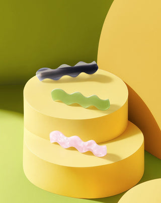 Σετ από κυματιστά τσιμπιδάκια μαλλιών - πράσινο, μαύρο, ροζ Twisty 3 τεμ. - 3