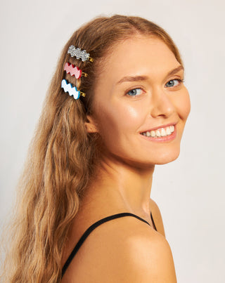 Σετ από κυματιστά τσιμπιδάκια μαλλιών - μαρμάρινα, μπλε, κόκκινα Twisty 3 τεμ. - 2