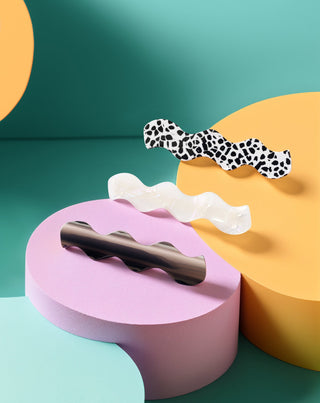 Σετ από κυματιστά τσιμπιδάκια μαλλιών - μαρμάρινα, μαργαριταρένια, μαύρα Twisty 3 τεμ. - 2