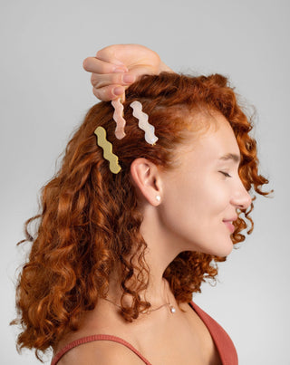 Σετ από κυματιστά τσιμπιδάκια μαλλιών - μαργαριτάρι, πράσινο, ροζ Twisty 3 τεμ. - 2