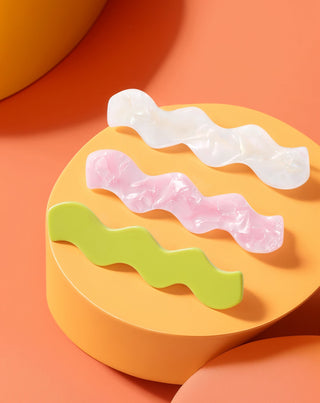 Σετ από κυματιστά τσιμπιδάκια μαλλιών - μαργαριτάρι, πράσινο, ροζ Twisty 3 τεμ. - 4