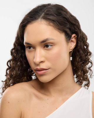 Σετ σκουλαρίκια επίχρυσα με λευκό νεφρίτη σε ανοξείδωτο ατσάλι Mys_2 - 4