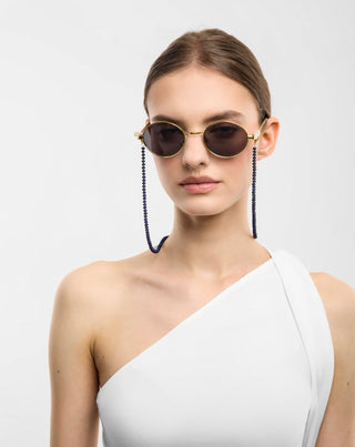 Επίχρυση αλυσίδα γυαλιών οράσεως με λάπις λάζουλι Mys_3 - 3