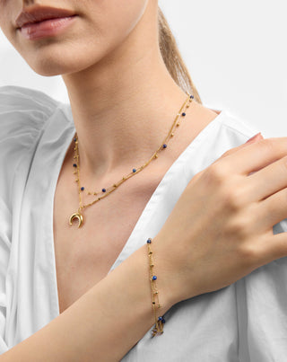 Βραχιόλι από επιχρυσωμένο ανοξείδωτο ατσάλι με λαζούλι Mys_1 - 2