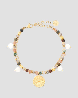 Βραχιόλι με φυσικές πέτρες αχάτη, maifan, ίασπη, νεφρίτη και αβεντουρίνη Mys - 1