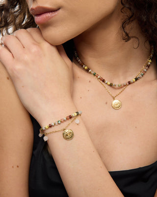 Κολιέ από επιχρυσωμένο ανοξείδωτο ατσάλι με αχάτη, μαϊφάν, ίασπη και αβεντουρίνη Mys_1 - 2