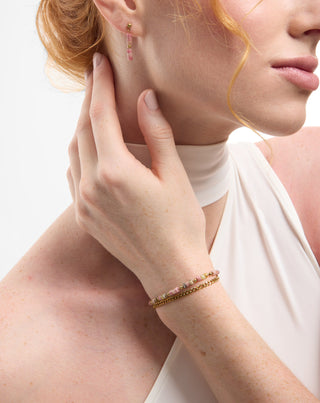 Βραχιόλι από επιχρυσωμένο ανοξείδωτο ατσάλι με ροζ και λεμονιούχο νεφρίτη Mys_2 - 3