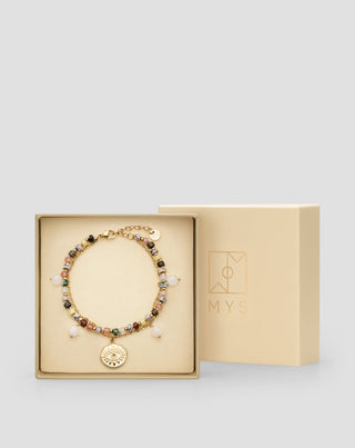 Βραχιόλι από επιχρυσωμένο ανοξείδωτο ατσάλι με αχάτη, μαϊφάν, ίασπη και αβεντουρίνη Mys - 5