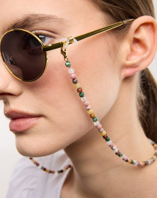 Επίχρυση αλυσίδα γυαλιών οράσεως με αχάτη, μαϊφάν, ίασπη και αβεντουρίνη Mys_1 - 2