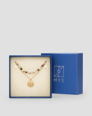 Επίχρυσο κολιέ με φυσικές πέτρες αχάτη, μαϊφάν, ίασπη, νεφρίτη και αβεντουρίνη Mys_4 - 5