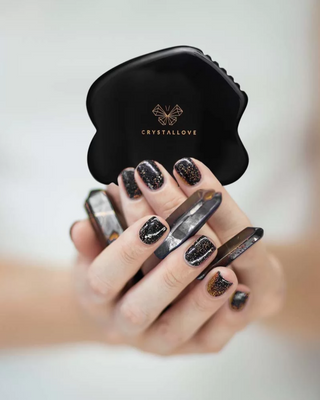 Gua sha πλάκα μασάζ προσώπου από πέτρα οψιδιανού μεγάλης δύναμης Crystallove - 2