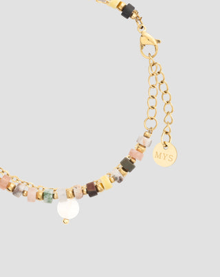 Βραχιόλι από ανοξείδωτο ατσάλι επιχρυσωμένο με αχάτη, μαϊφάν, ίασπη και αβεντουρίνη Mys_4 - 4