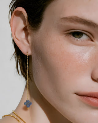 Επίχρυσα σκουλαρίκια με φυσικές πέτρες lapis lazuli σετ σκουλαρίκια Mys - 4