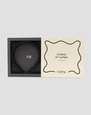 Μεταξωτή κορδέλα μαλλιών από 100% φυσικό μετάξι μαύρο Twisty - 3