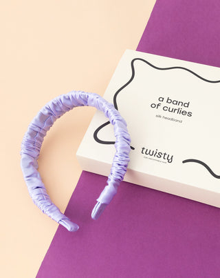 Μεταξωτή κορδέλα μαλλιών από 100% φυσικό μετάξι λιλά Twisty - 2