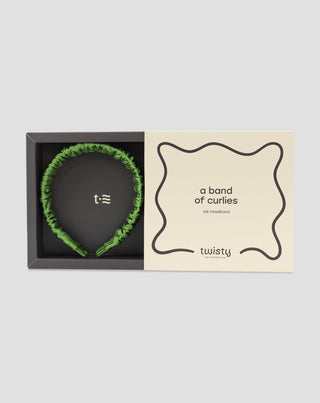 Μεταξωτή κορδέλα μαλλιών από 100% φυσικό μετάξι πράσινο Twisty - 3