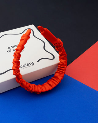 Μεταξωτή κορδέλα μαλλιών από 100% φυσικό μετάξι κόκκινο Twisty - 2