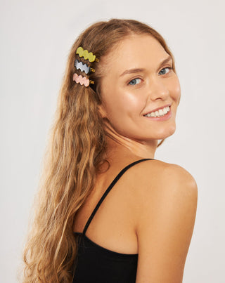 Σετ από κυματιστά τσιμπιδάκια μαλλιών - πράσινο, μαύρο, ροζ Twisty 3 τεμ. - 2