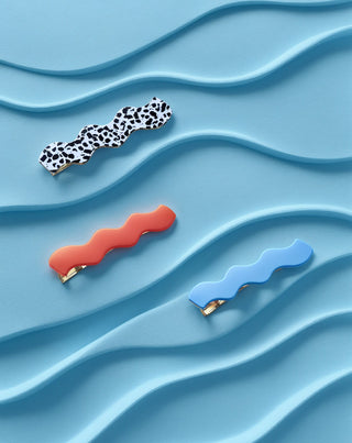 Σετ από κυματιστά τσιμπιδάκια μαλλιών - μαρμάρινα, μπλε, κόκκινα Twisty 3 τεμ. - 3