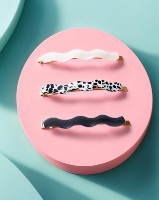 Σετ από κυματιστές καρφίτσες μαλλιών - μαρμάρινη, μαργαριταρένια, μαύρη Twisty 3 τεμ. - 3