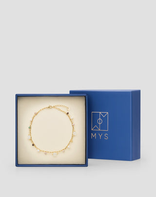 Βραχιόλι αστραγάλου από επιχρυσωμένο ανοξείδωτο ατσάλι με αχάτη, μαϊφάν, ίασπη και αβεντουρίνη Mys - 4