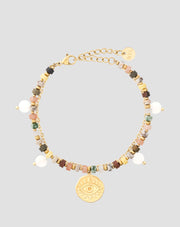 Βραχιόλι με φυσικές πέτρες αχάτη, maifan, ίασπη, νεφρίτη και αβεντουρίνη Mys