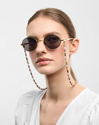 Επίχρυση αλυσίδα γυαλιών οράσεως με αχάτη, μαϊφάν, ίασπη και αβεντουρίνη Mys_2 - 3