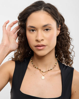 Κολιέ από επιχρυσωμένο ανοξείδωτο ατσάλι με αχάτη, μαϊφάν, ίασπη και αβεντουρίνη Mys_2 - 3